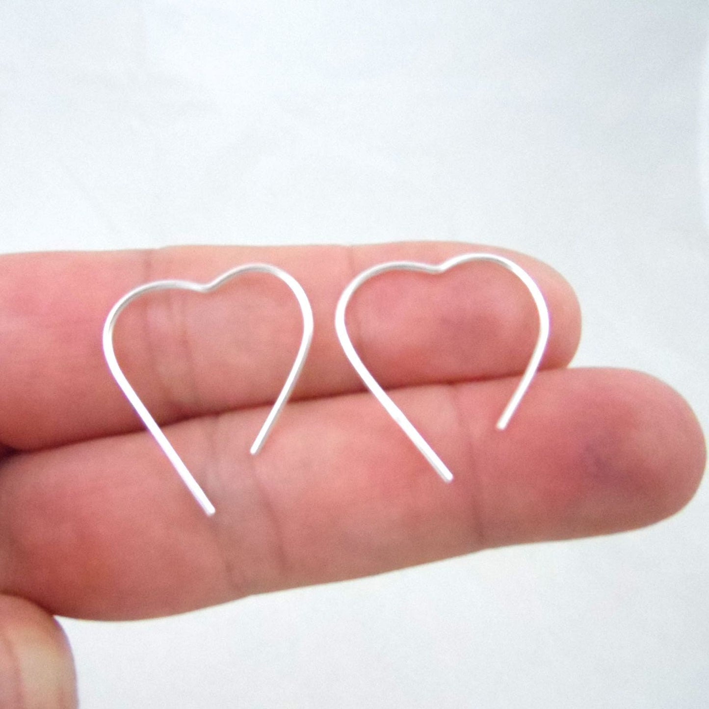 Heart Hoop Earrings in Sterling Silver