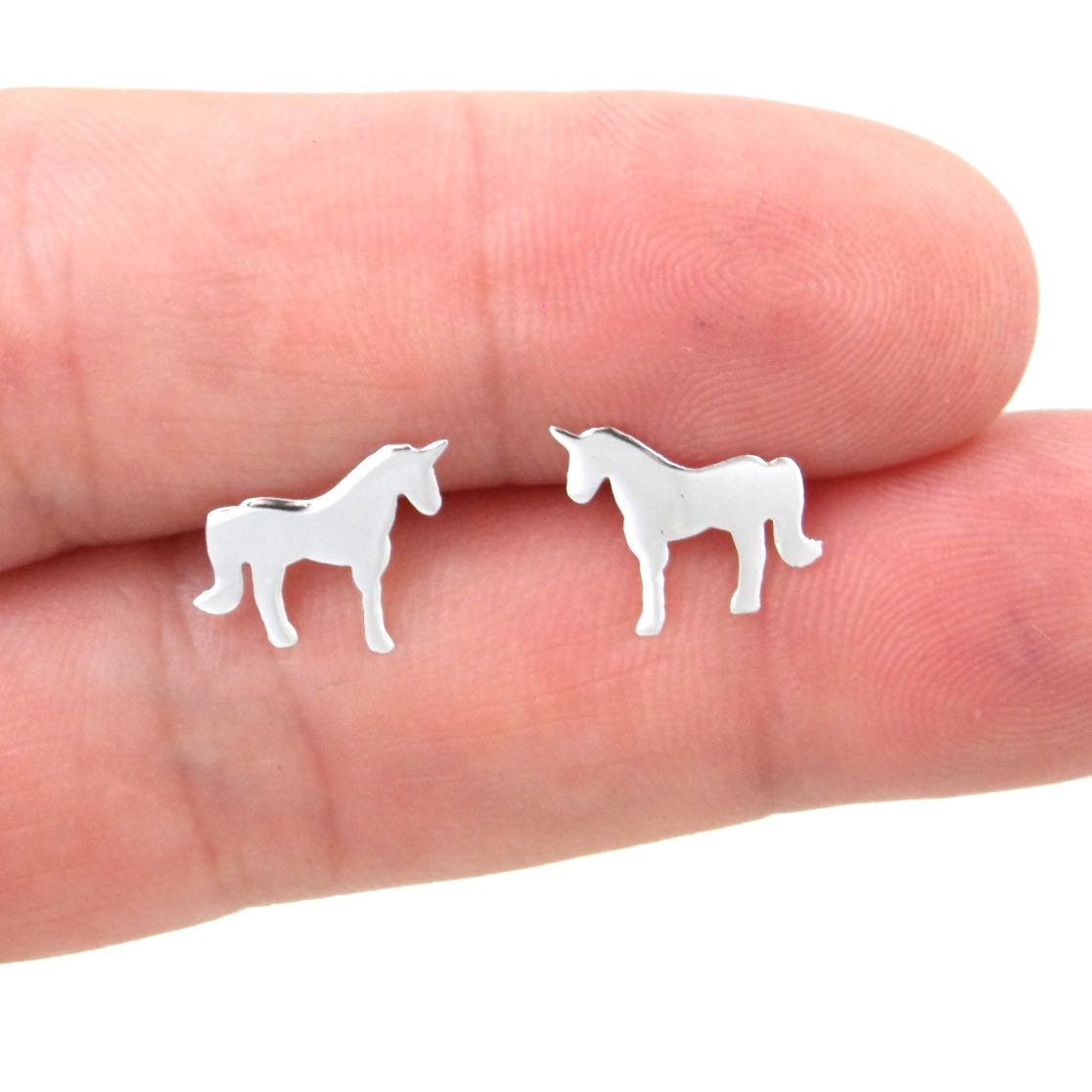 Unicorn Earrings in Sterling Silver, Unicorn Studs, Kids Earrings, Tiny Studs, Animal Earrings,Unicorn Earrings, Silver Unicorn Earrings