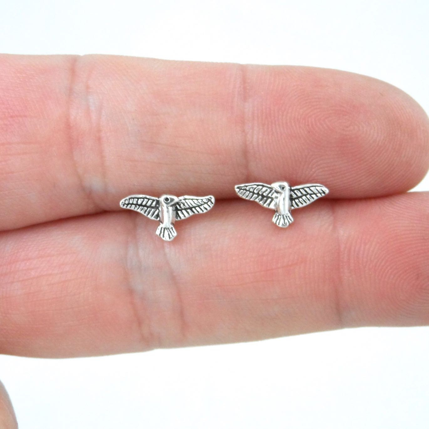 Thunderbird Earrings in Sterling Silver, Thunderbird Silver Studs, Bird Earrings, Boho Studs, Southwestern Earrings, Dainty Studs