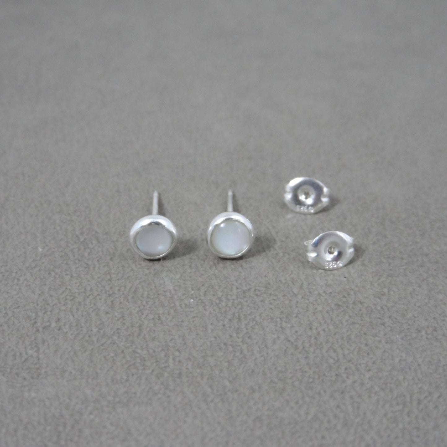 Mother of Pearl Earrings in Sterling Silver-5mm