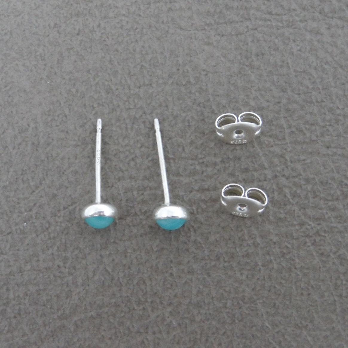 Amazonite Earrings in Sterling Silver-4mm