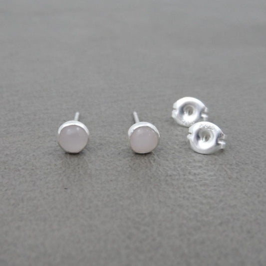 Rose Quartz Earrings-4mm