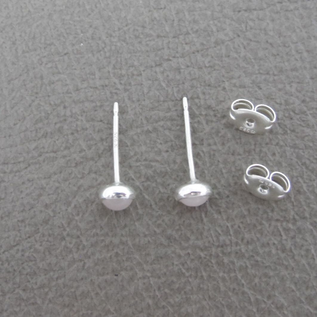 Rose Quartz Earrings-4mm