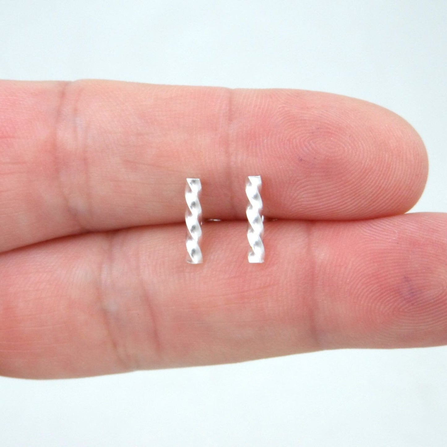 Twist Bar Stud Earrings in Sterling Silver, Bar Earrings, Tiny Silver Earrings, Tiny Studs, Cartilage Studs, Minimalist Earring