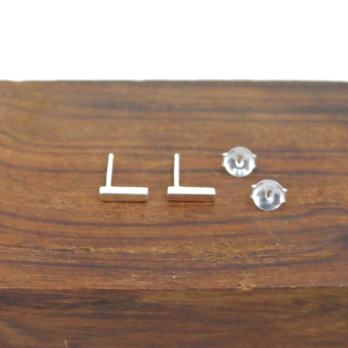 Bar Stud Earrings in Sterling Silver