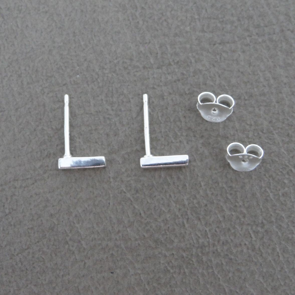 Bar Stud Earrings in Sterling Silver