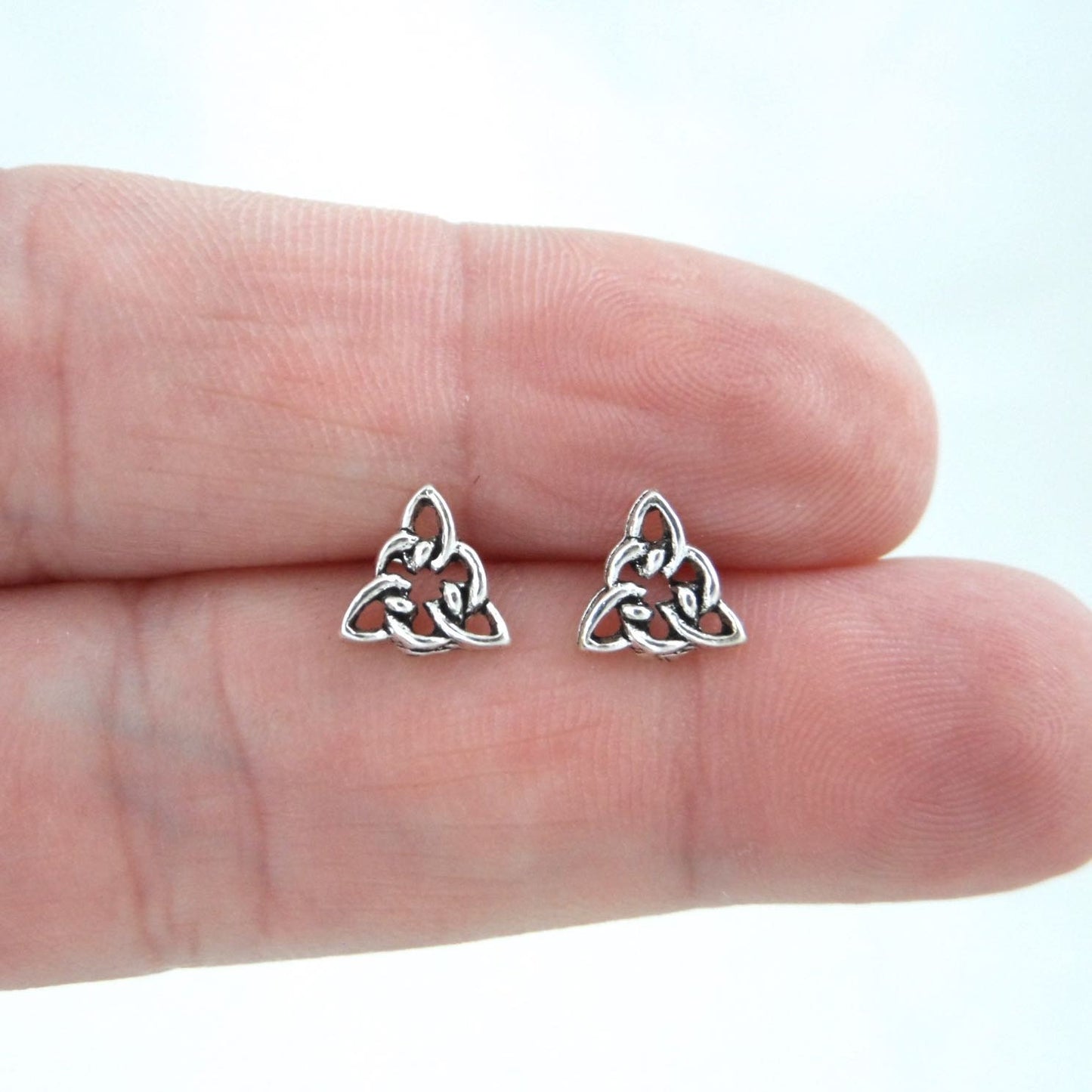 Celtic Knot Triangle Earrings in Sterling Silver