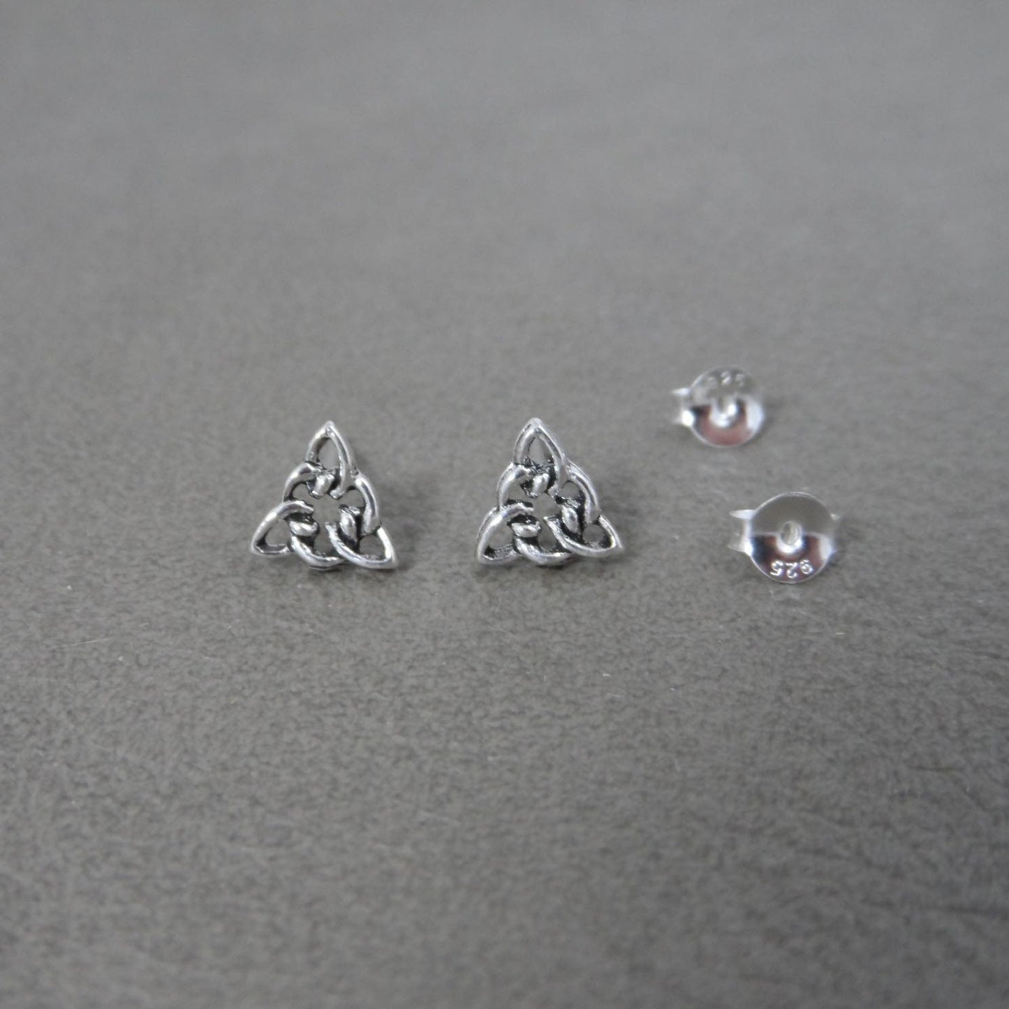 Celtic Knot Triangle Earrings in Sterling Silver