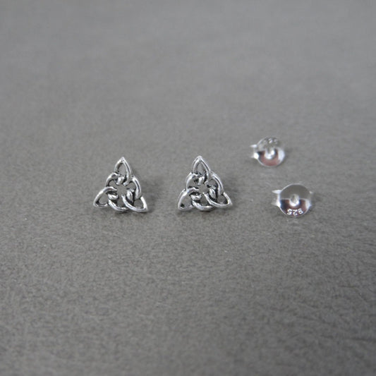 Celtic Knot Triangle Earrings in Sterling Silver