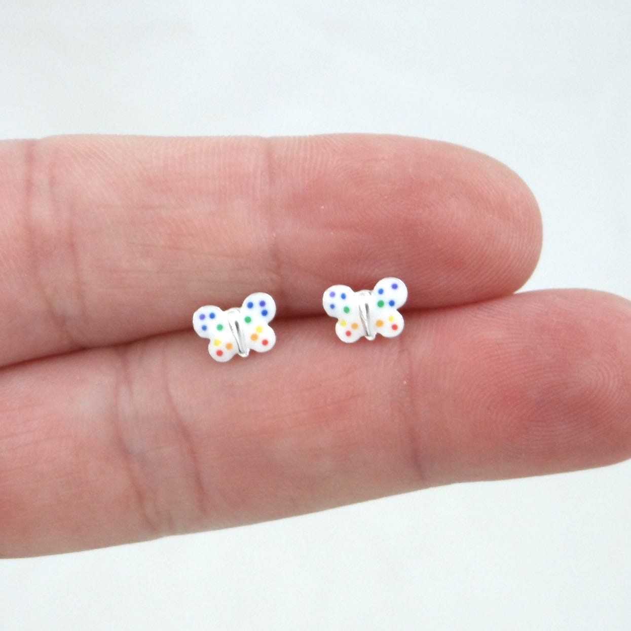 Tiny Butterfly Earrings In Sterling Silver, Butterfly Earrings, Butterfly Studs, Tiny Studs, Kids Earrings, Dainty Earrings, Cartilage Stud