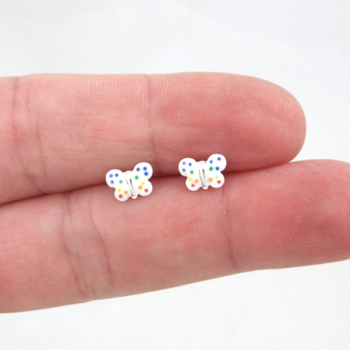 Tiny Butterfly Earrings In Sterling Silver, Butterfly Earrings, Butterfly Studs, Tiny Studs, Kids Earrings, Dainty Earrings, Cartilage Stud