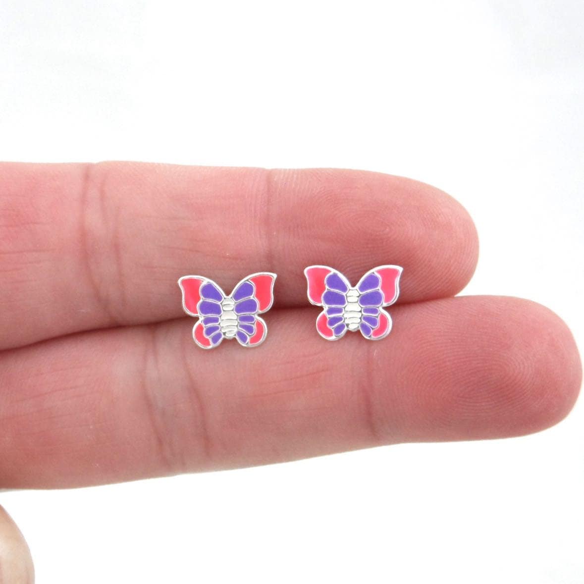 Pink and Purple Butterfly Earrings