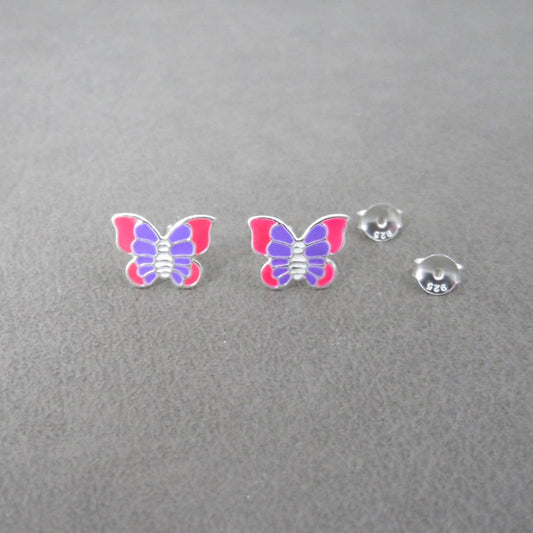 Pink and Purple Butterfly Earrings