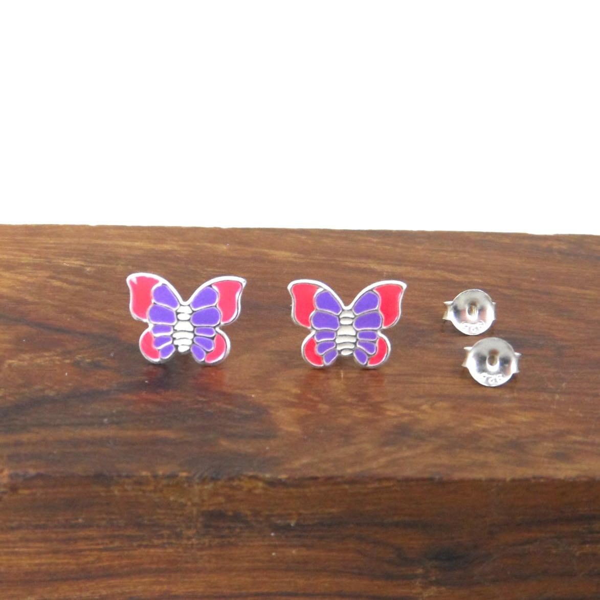 Pink and Purple Butterfly Earrings