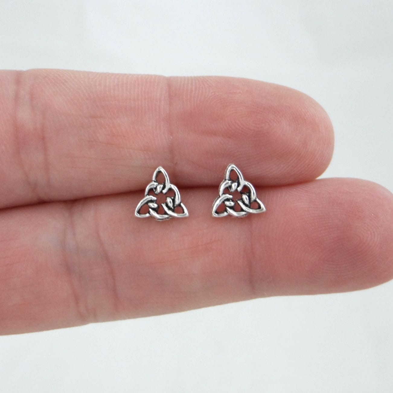 Celtic Knot Triangle Earrings in Sterling Silver