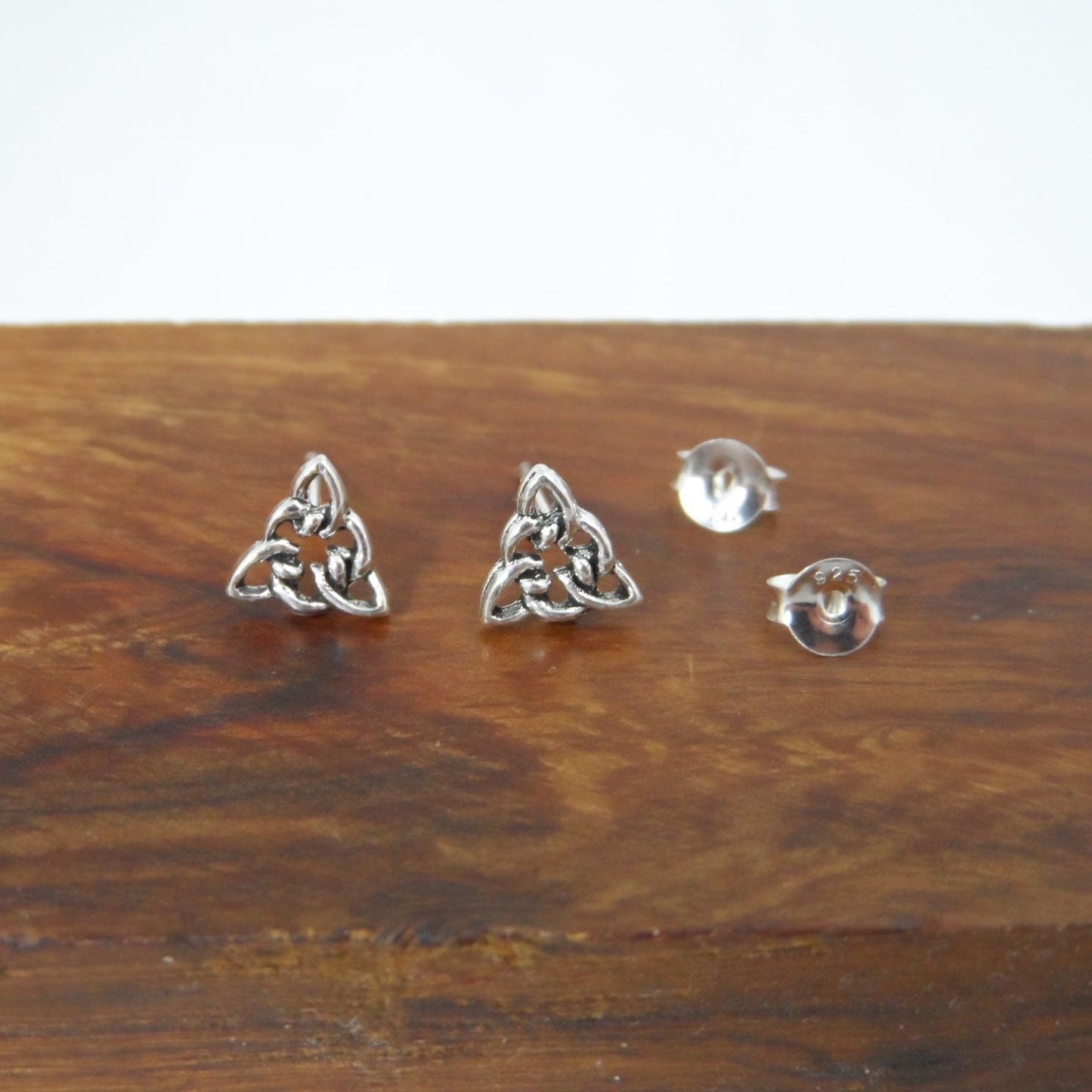 Celtic Knot Triangle Earrings in Sterling Silver