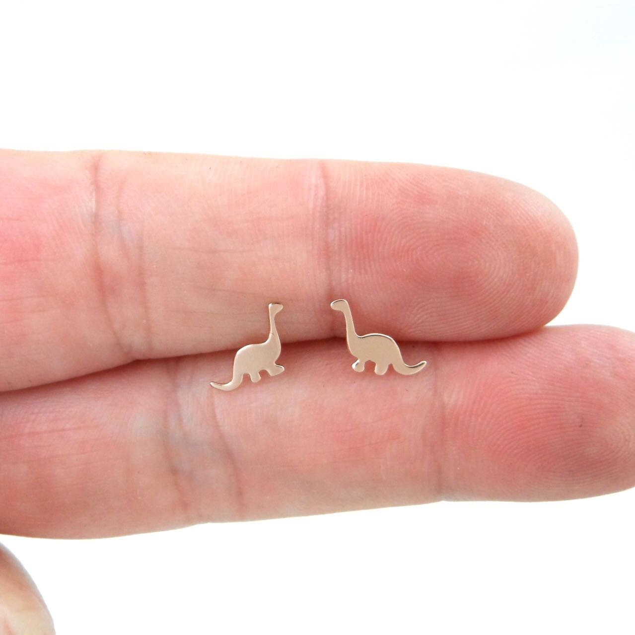 Rose Gold Dinosaur Earrings