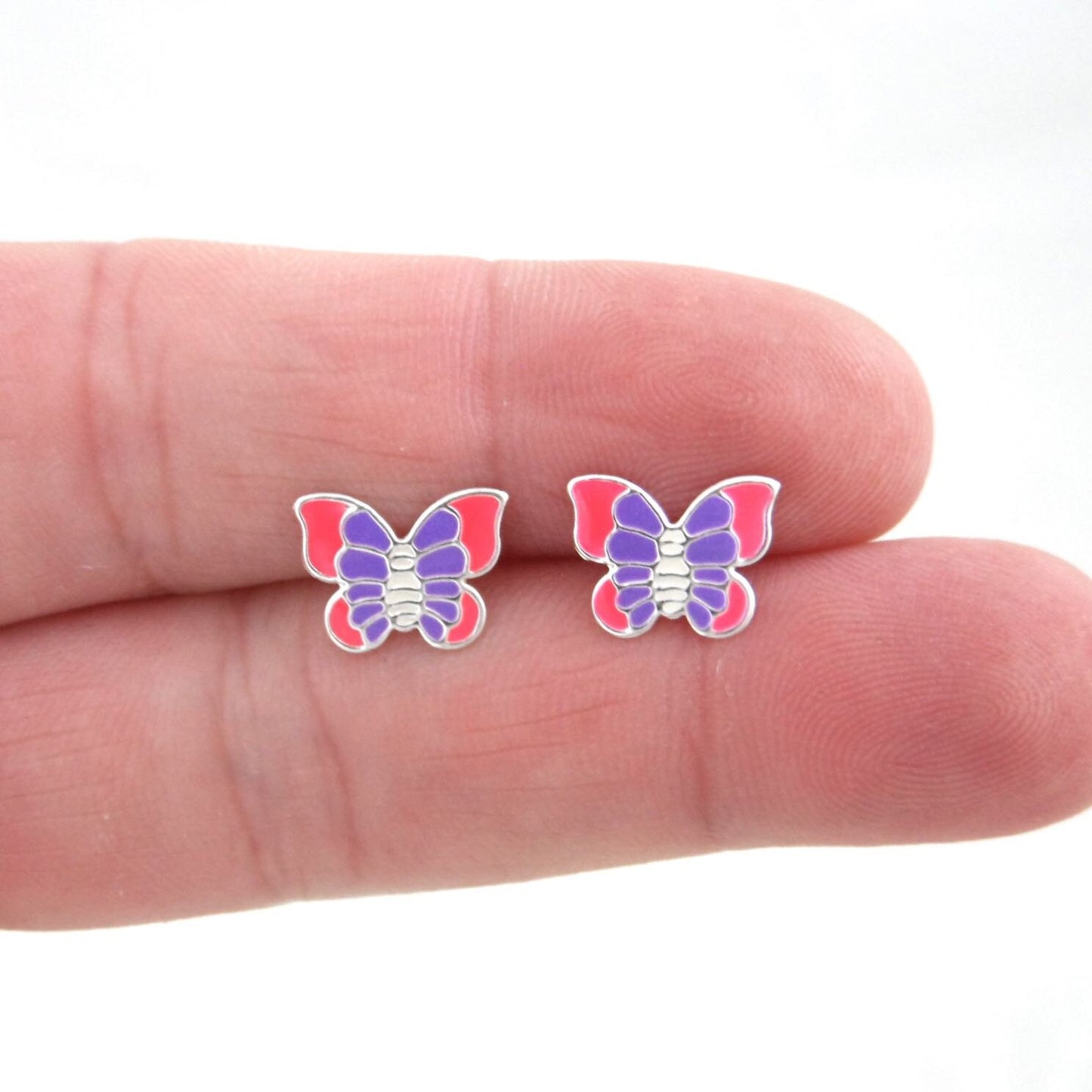 Pink and Purple Butterfly Earrings