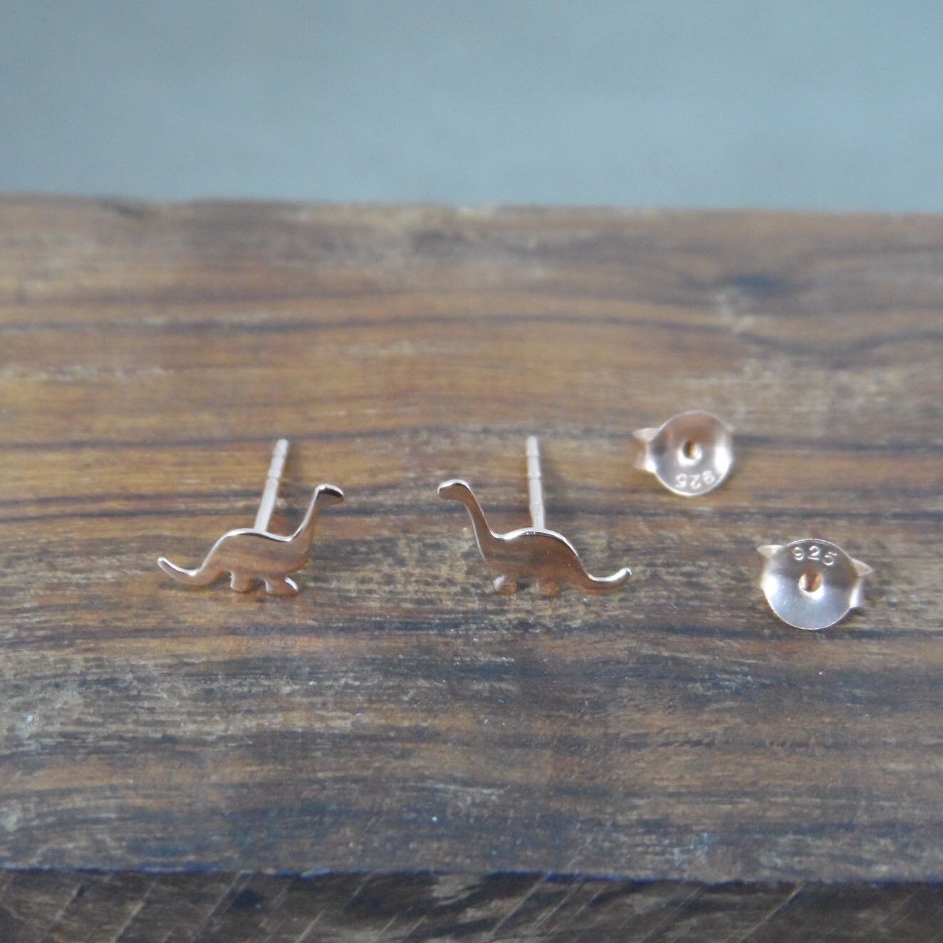 Rose Gold Dinosaur Earrings