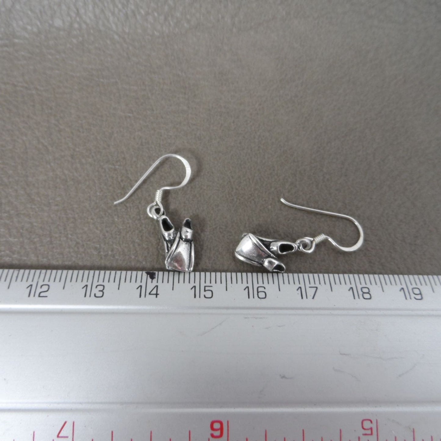 Diving Fin Earrings in Sterling Silver