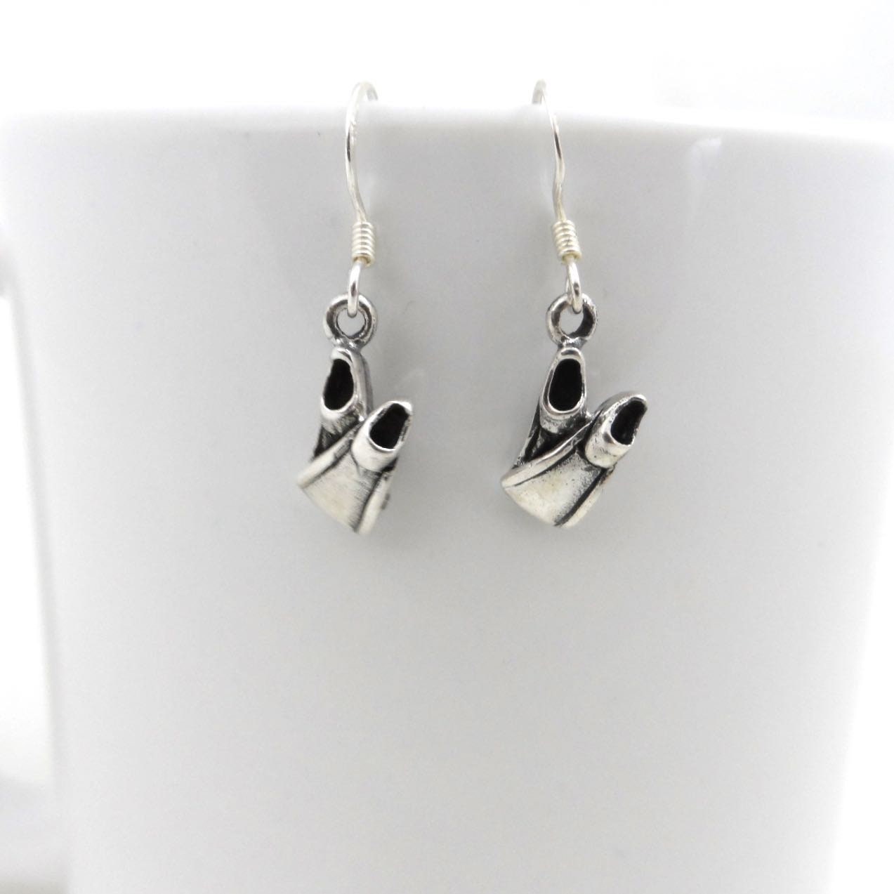 Diving Fin Earrings in Sterling Silver