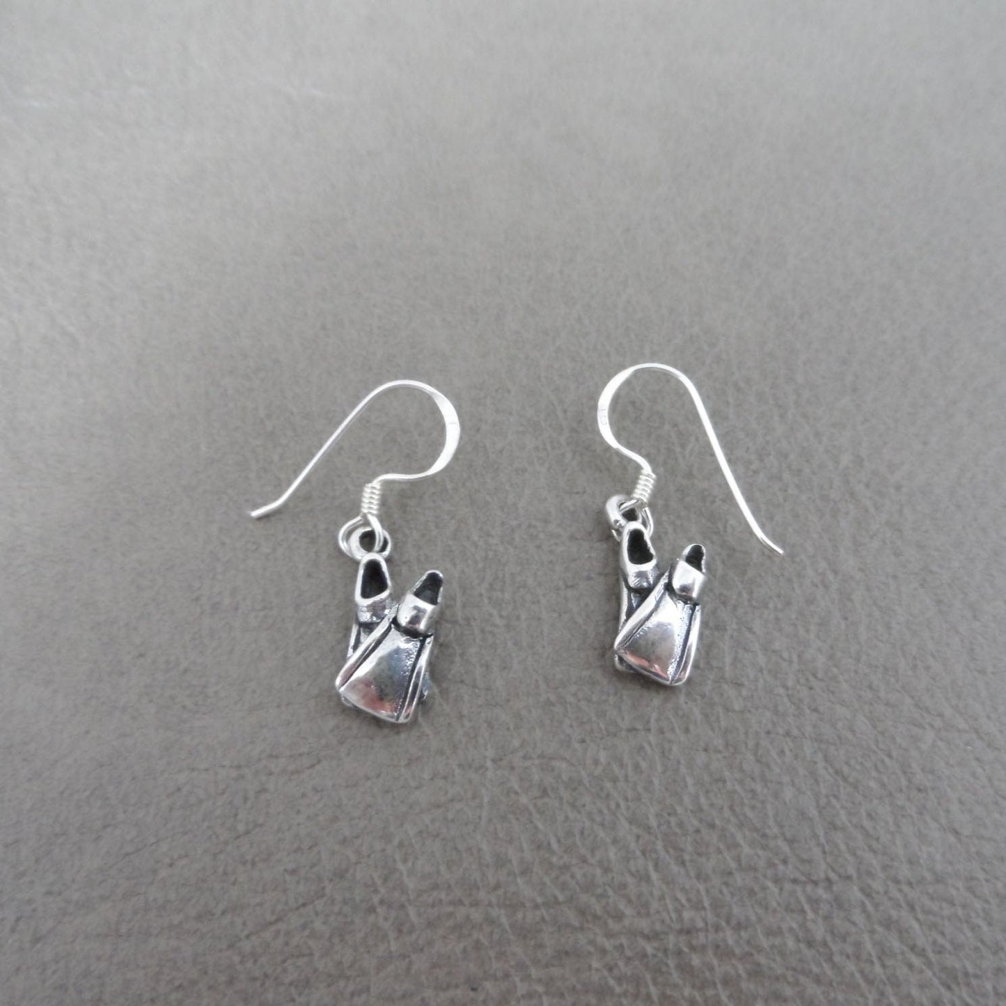 Diving Fin Earrings in Sterling Silver