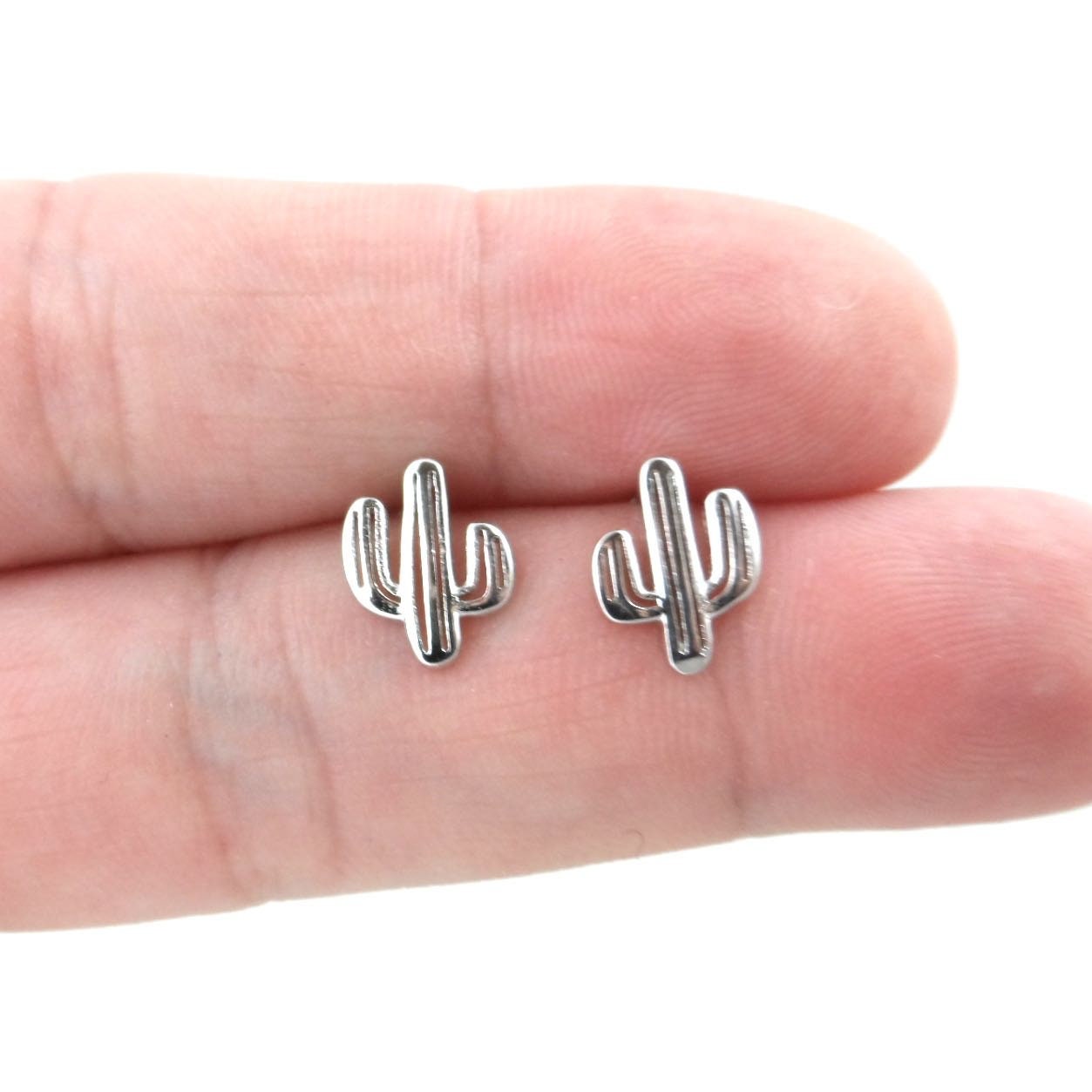 Saguaro Cactus Earrings in Sterling Silver