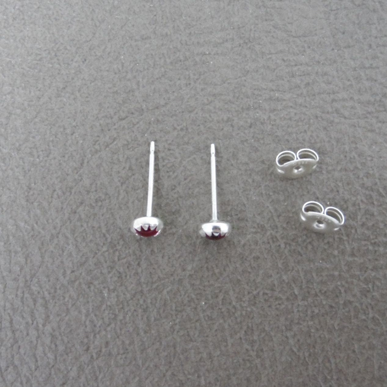 Pink Studs in Sterling Silver-Czech Glass