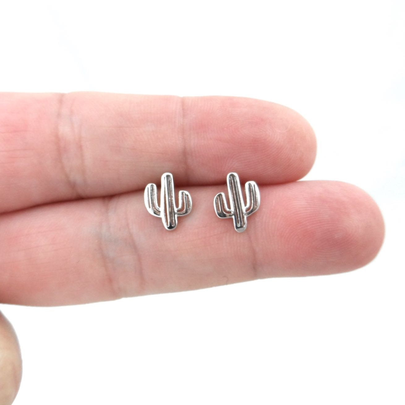 Saguaro Cactus Earrings in Sterling Silver