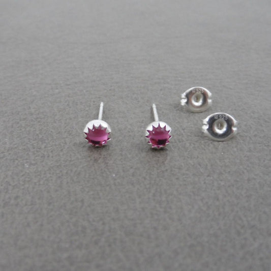 Pink Studs in Sterling Silver-Czech Glass