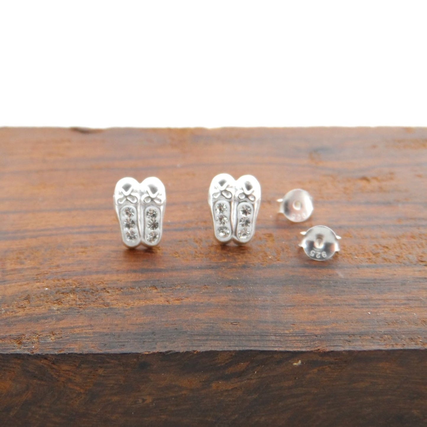 Ballerina Slipper Earrings in Sterling Silver