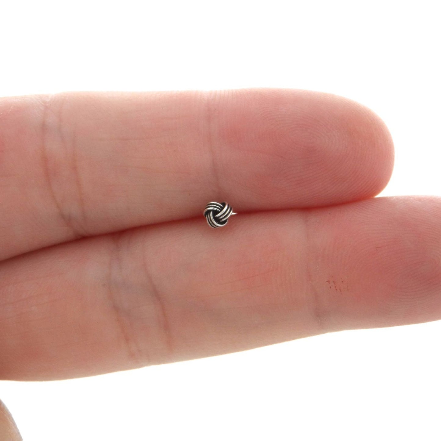 SINGLE-Tiny Knot Stud Earring in Sterling Silver