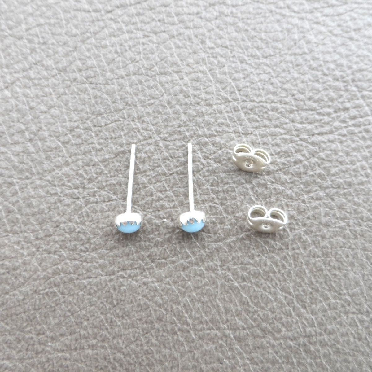 Blue Czech Glass Studs in Sterling Silver