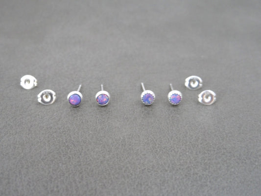 Opal Earrings in Sterling Silver-LV4mm