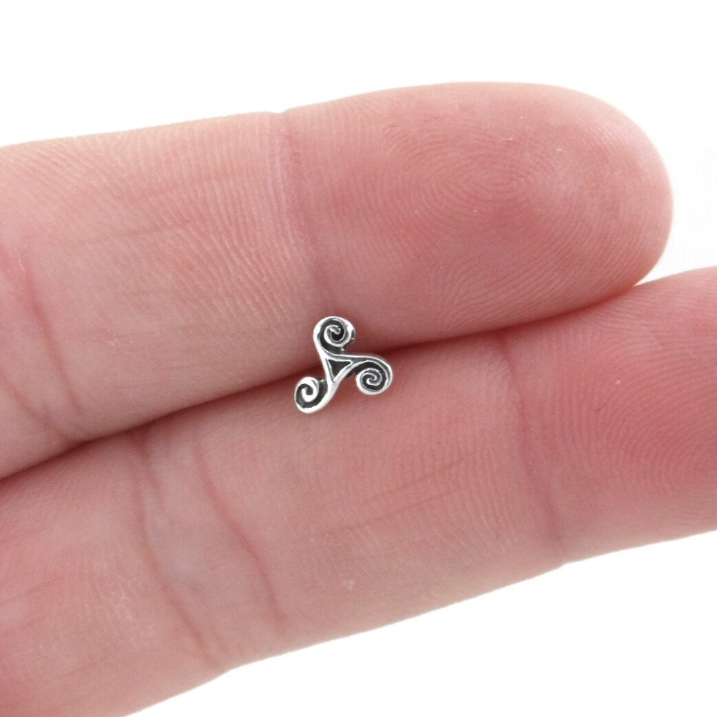 SINGLE Celtic Triskele Earring in Sterling Silver