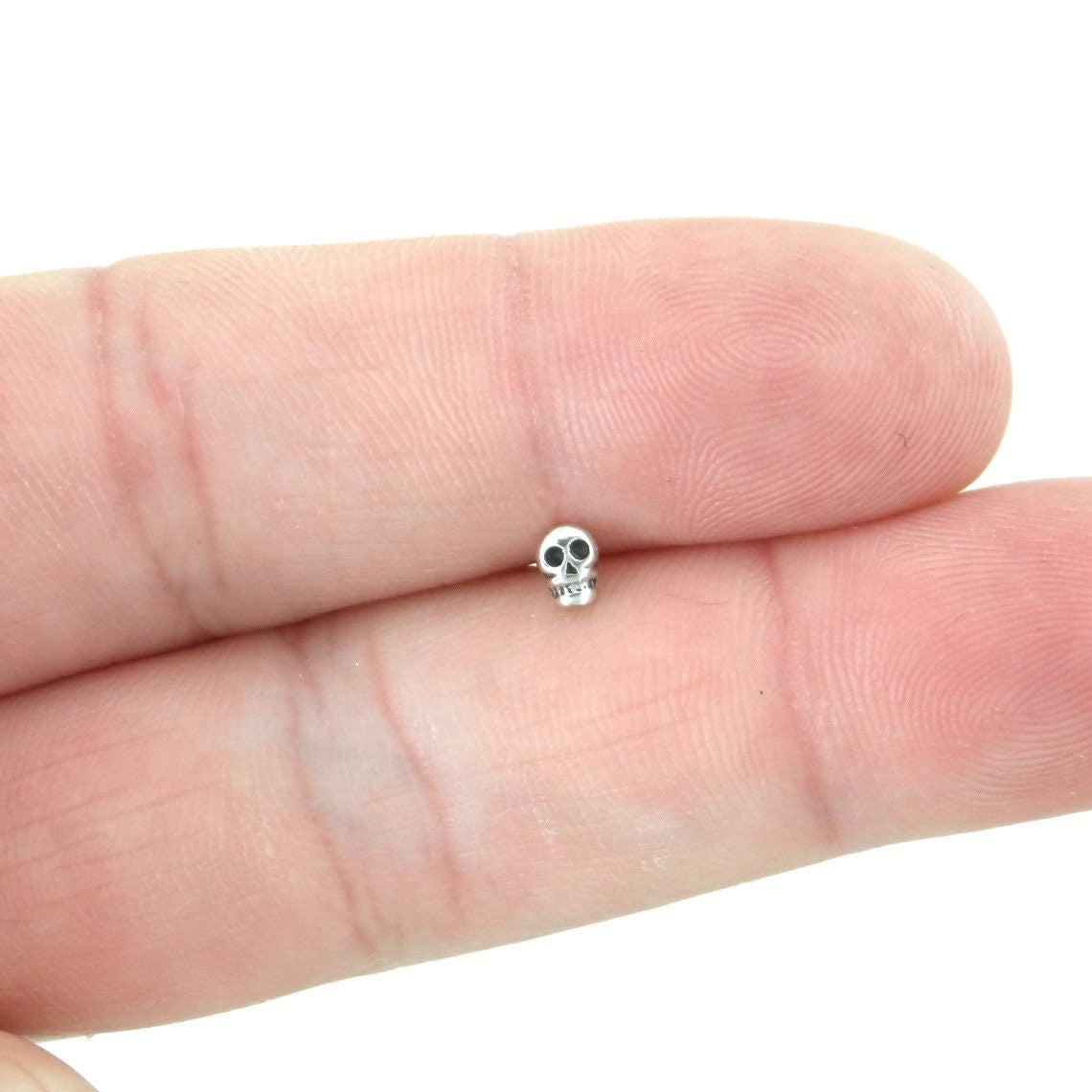 SINGLE Tiny Skull Sterling Silver Earring