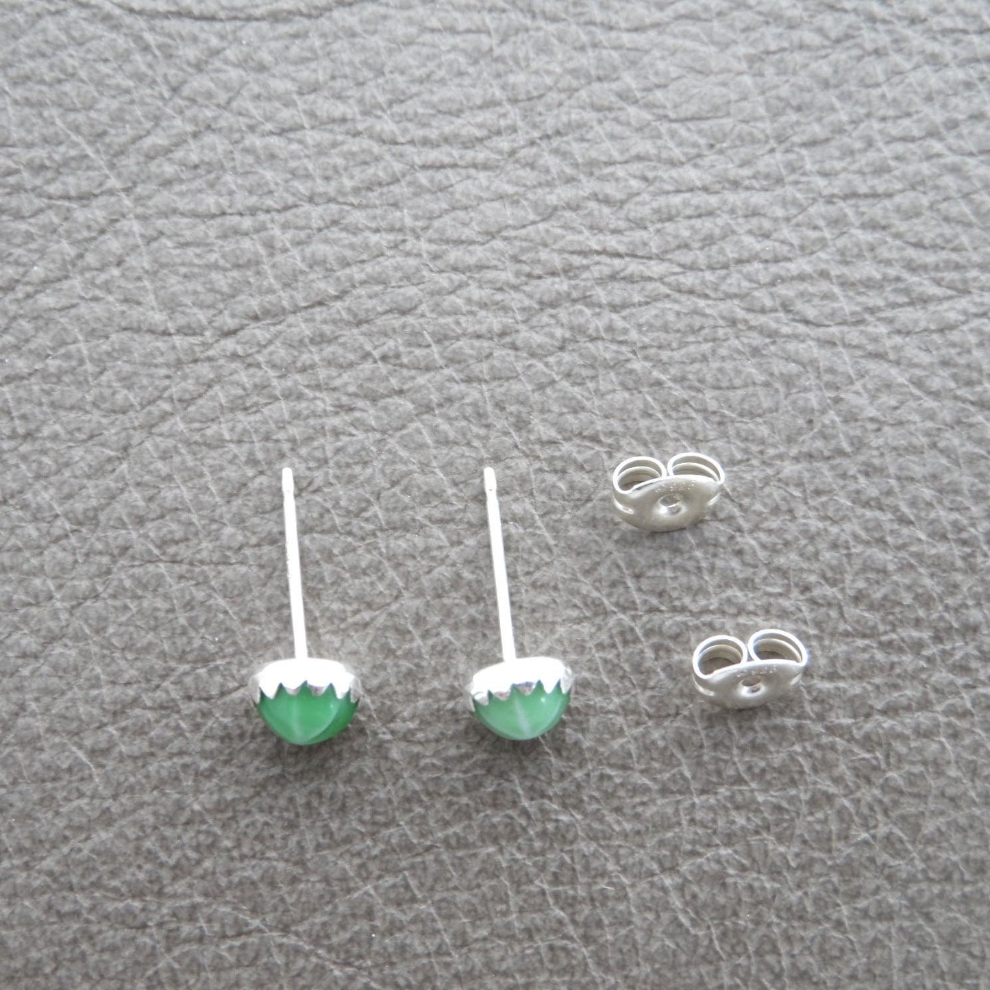 Green Starburst Studs in Sterling Silver