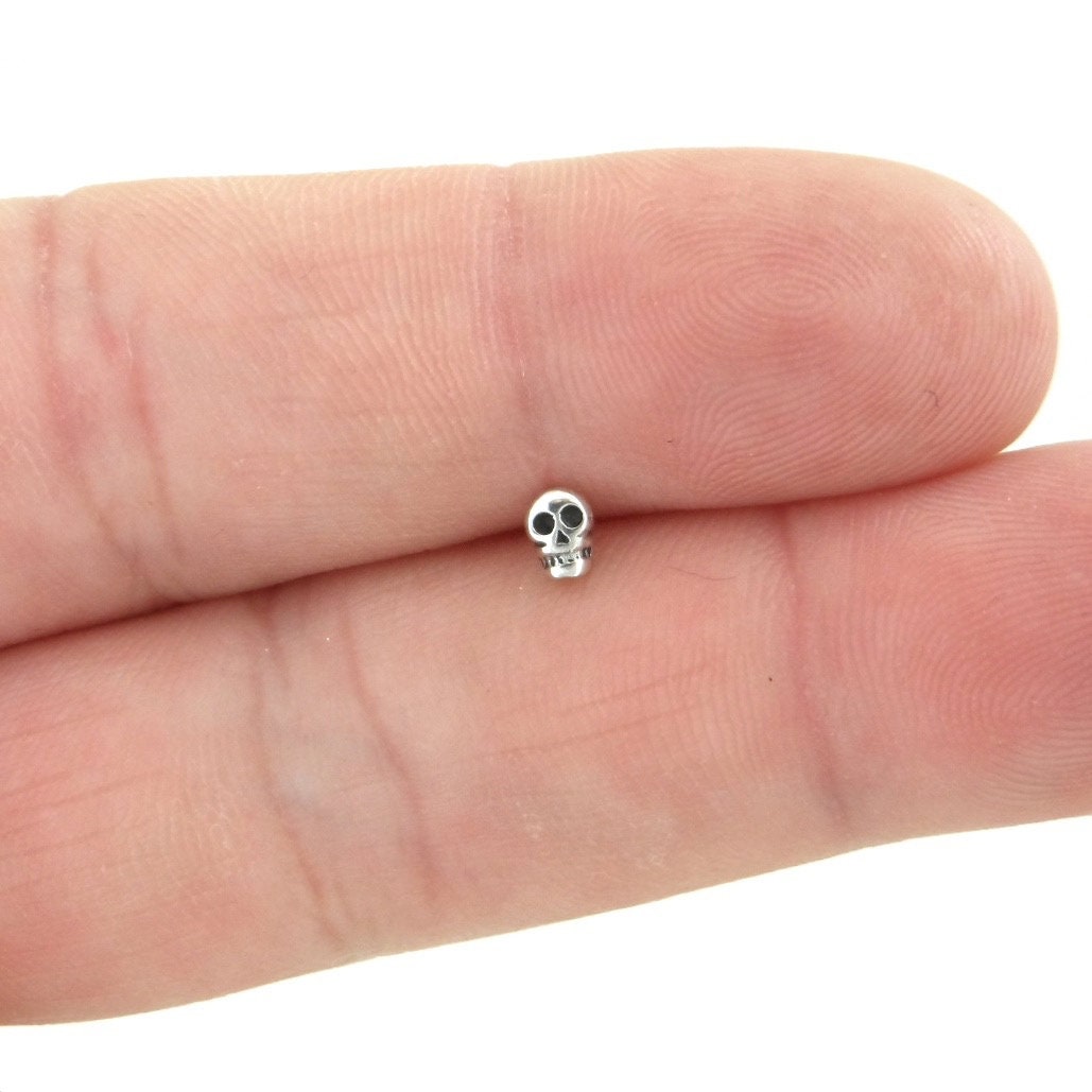 SINGLE Tiny Skull Sterling Silver Earring