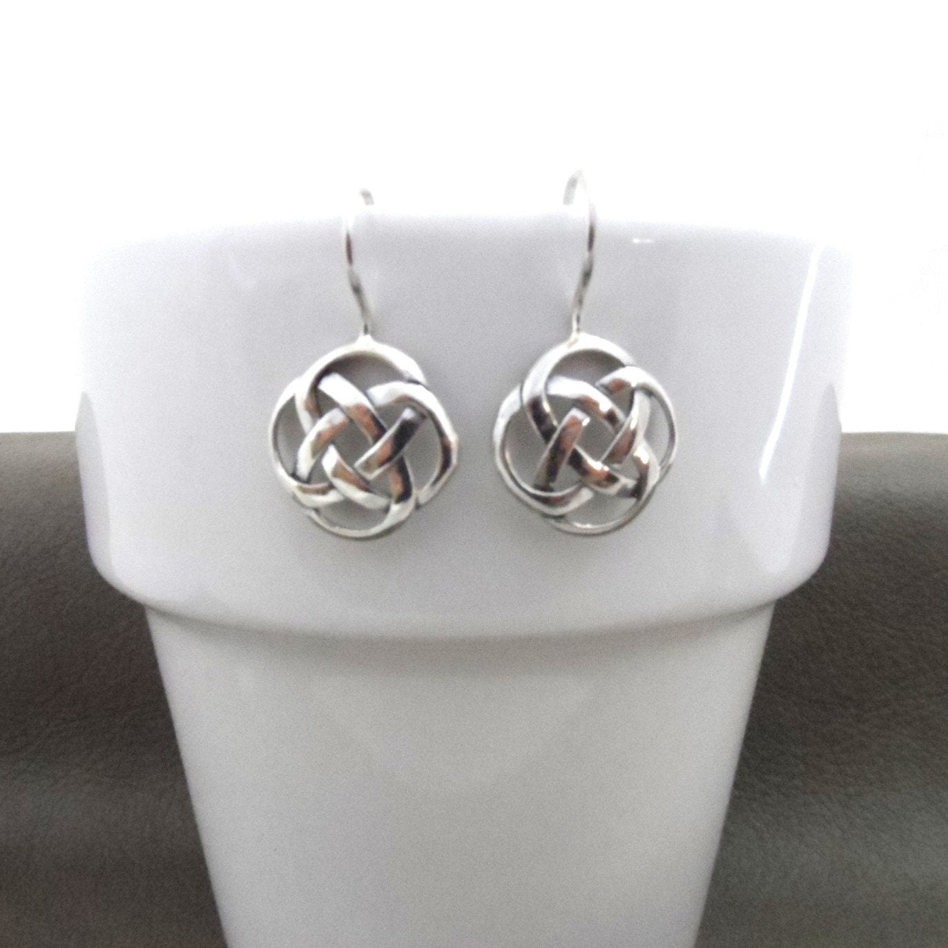 Celtic Knot Silver Dangle Earrings