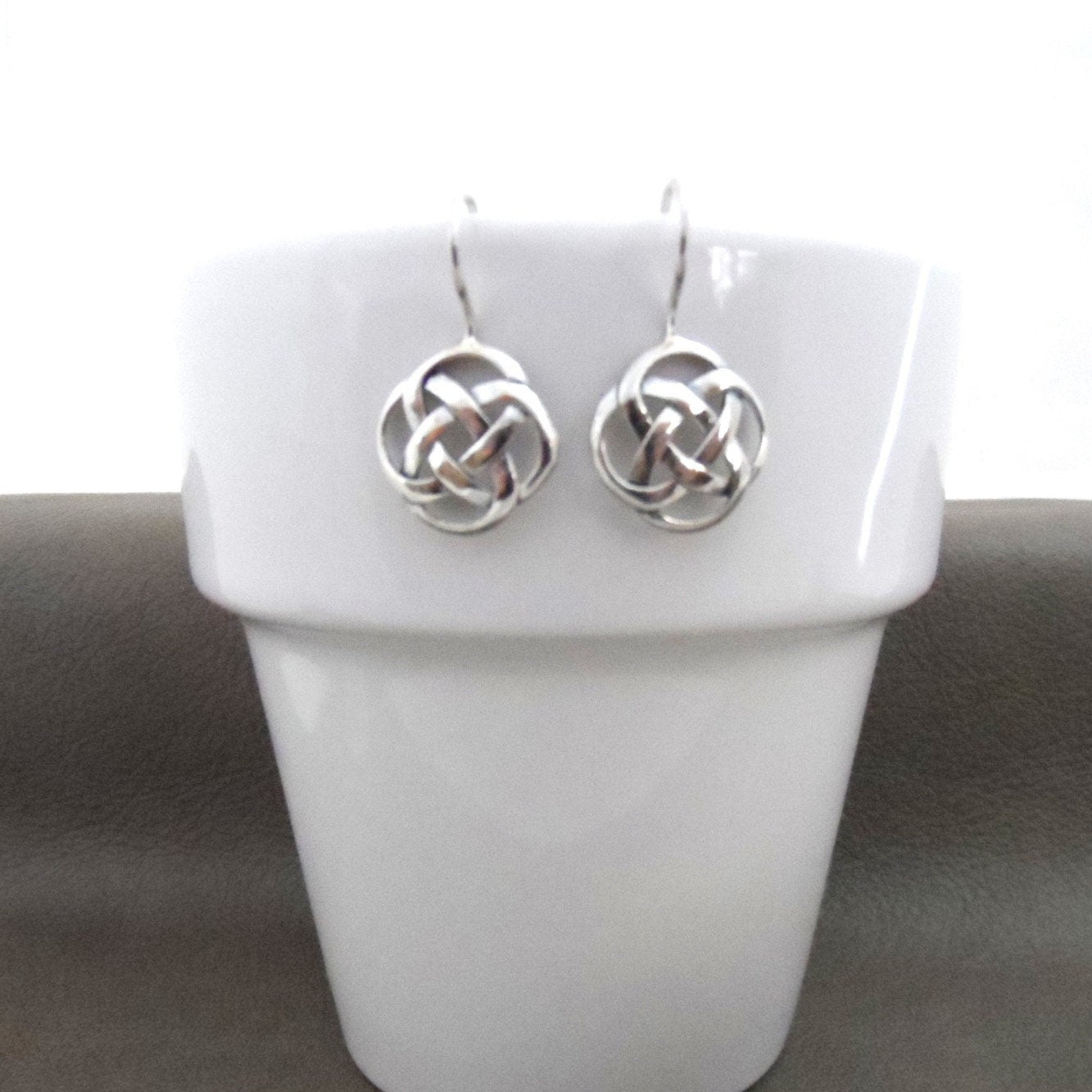 Celtic Knot Silver Dangle Earrings