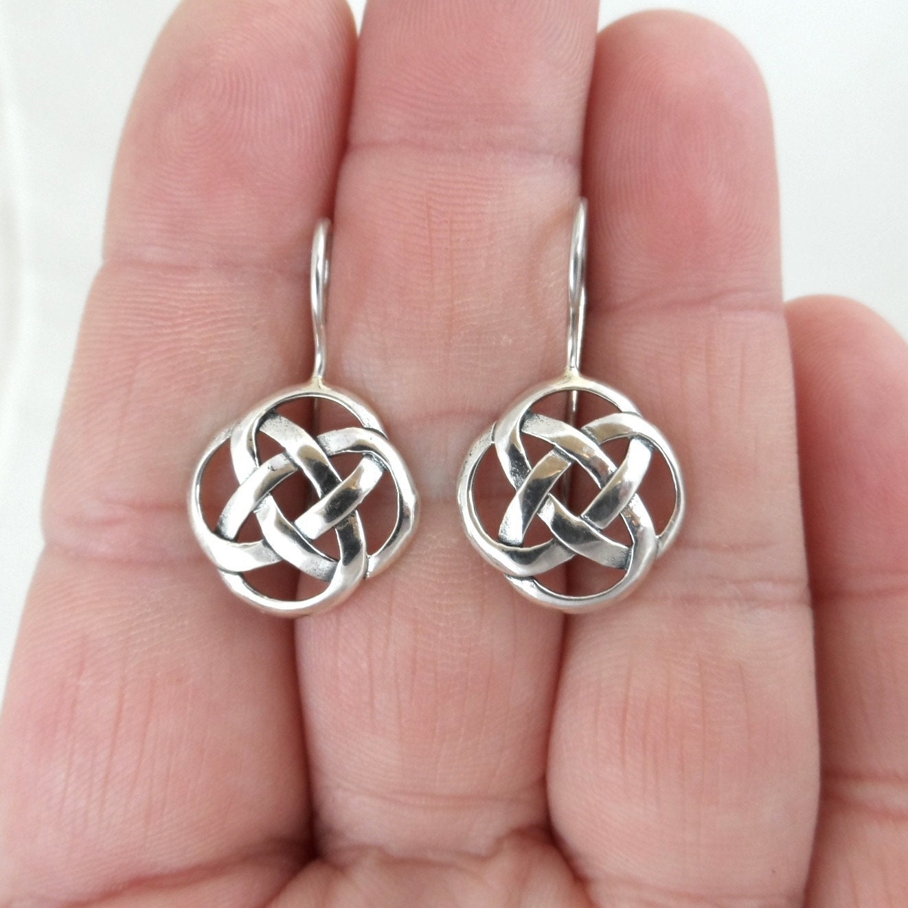 Celtic Knot Silver Dangle Earrings