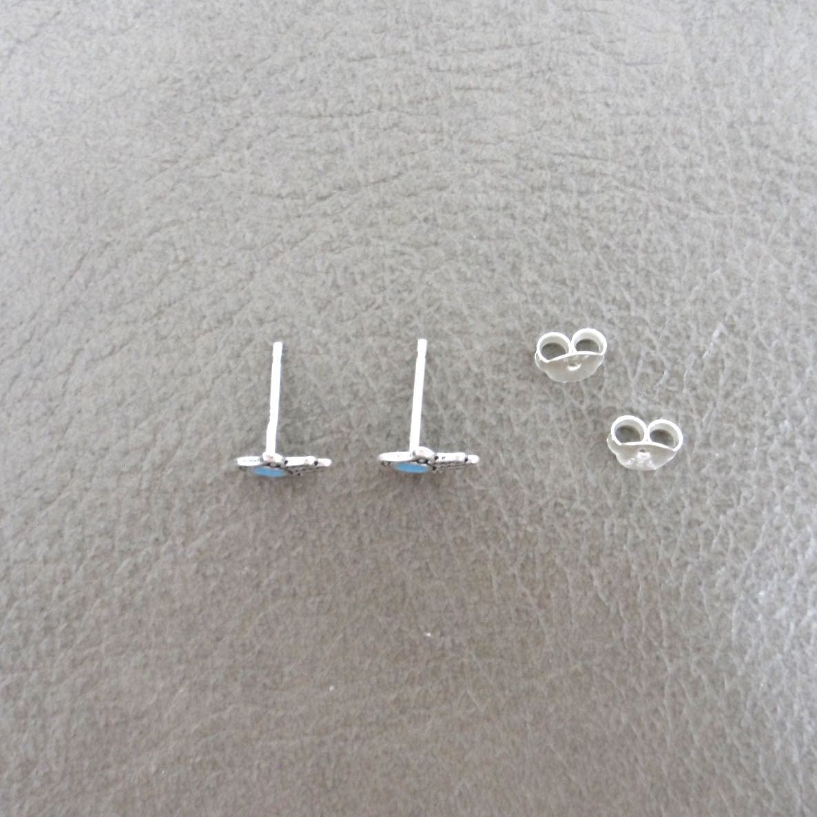 Blue Hamsa Stud Earrings in Sterling Silver