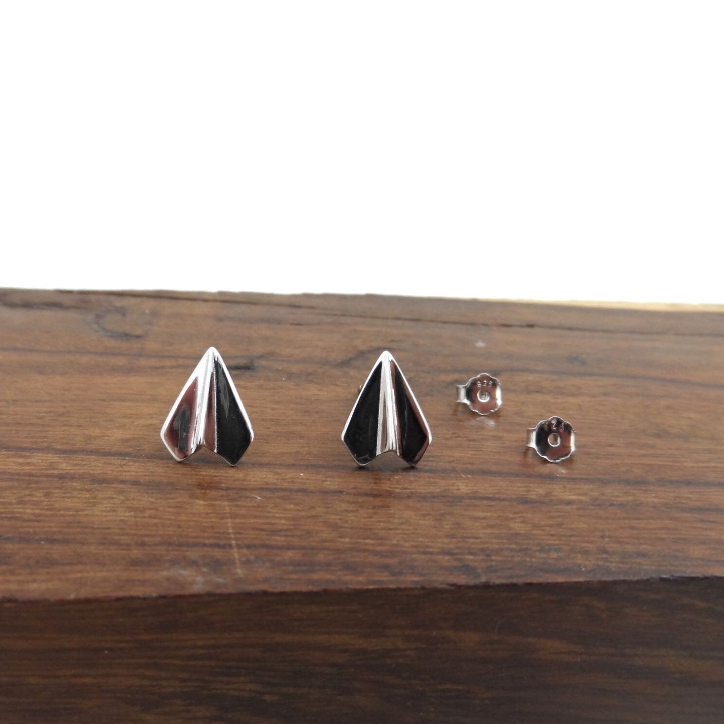 Paper Airplane Stud Earrings in Sterling Silver