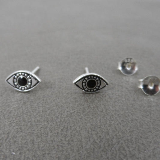 Evil Eye Stud Earrings in Sterling Silver Mood Earrings