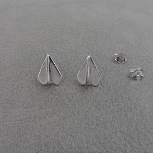 Paper Airplane Stud Earrings in Sterling Silver