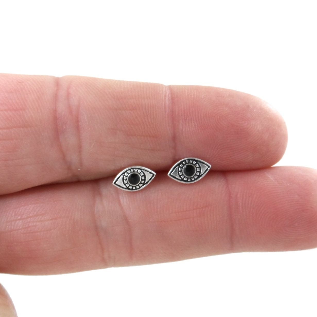 Evil Eye Stud Earrings in Sterling Silver Mood Earrings