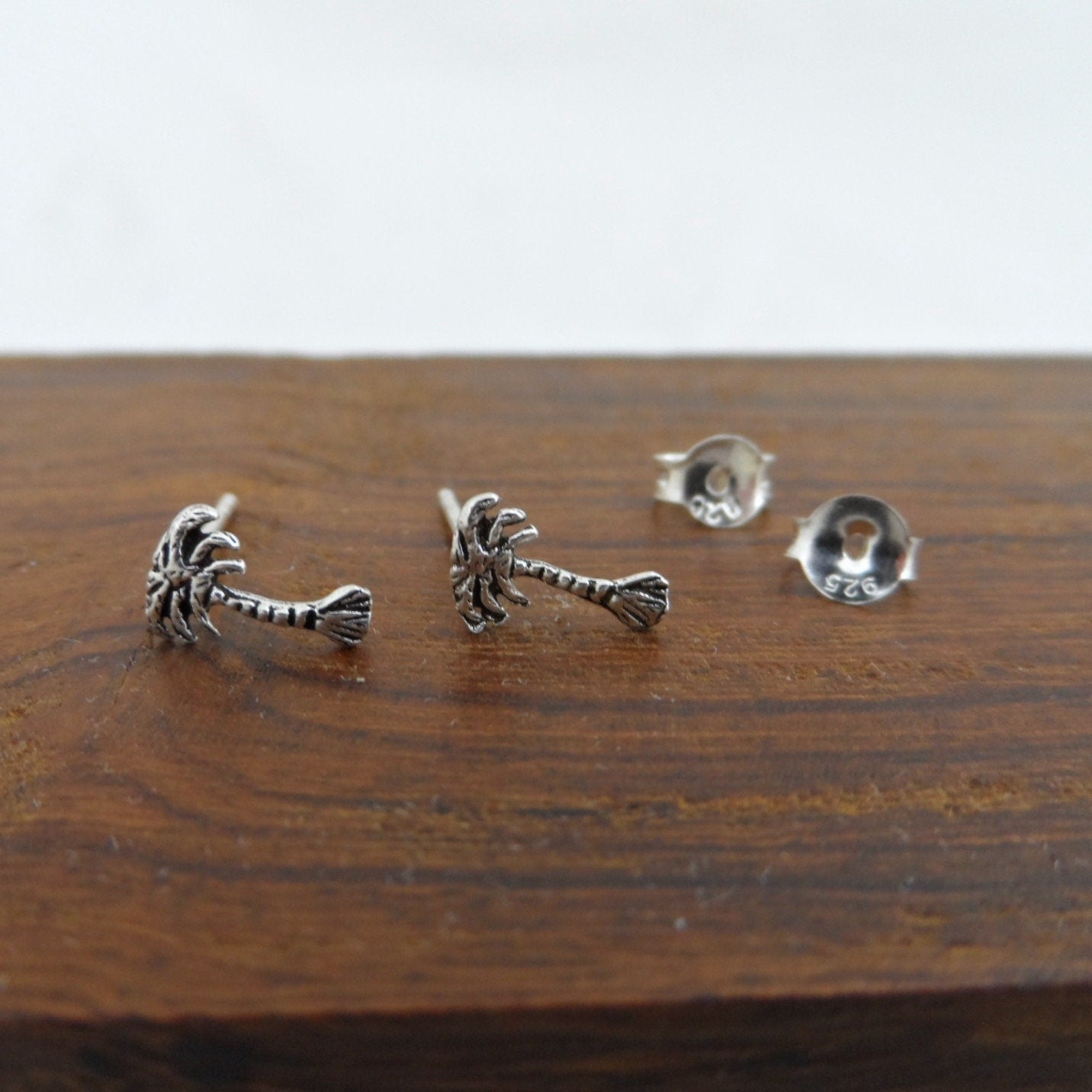 Palm Tree Earrings in Sterling Silver