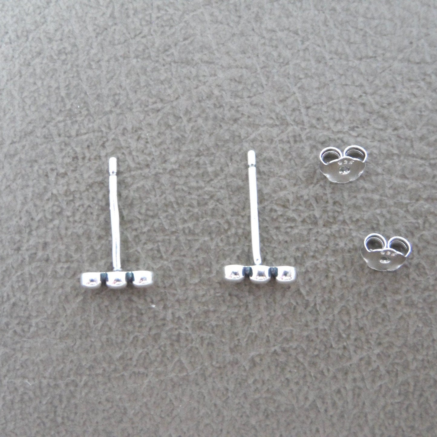 Dotted Bar Stud Earrings in Sterling Silver