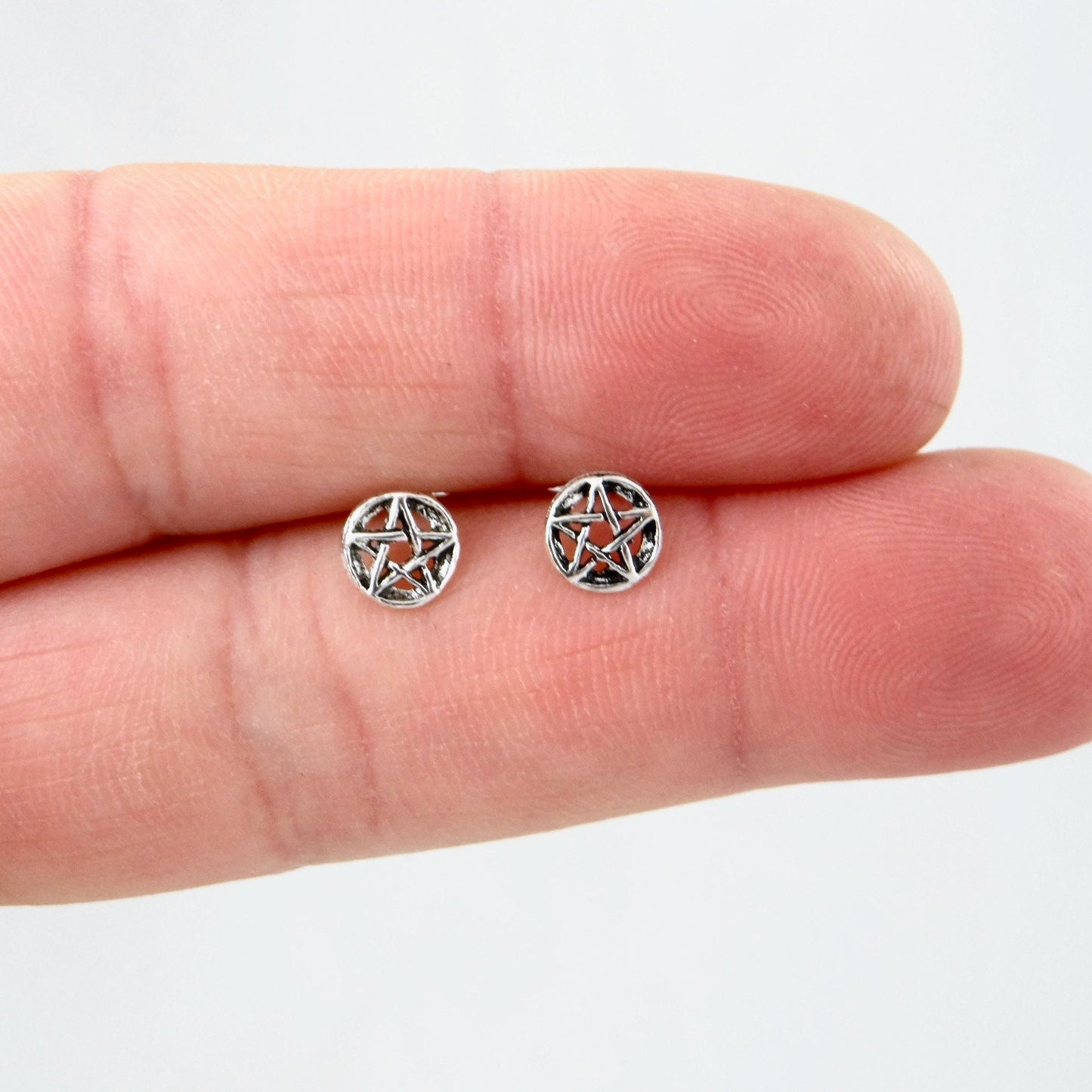 Pentagram Sterling Silver Stud Earrings