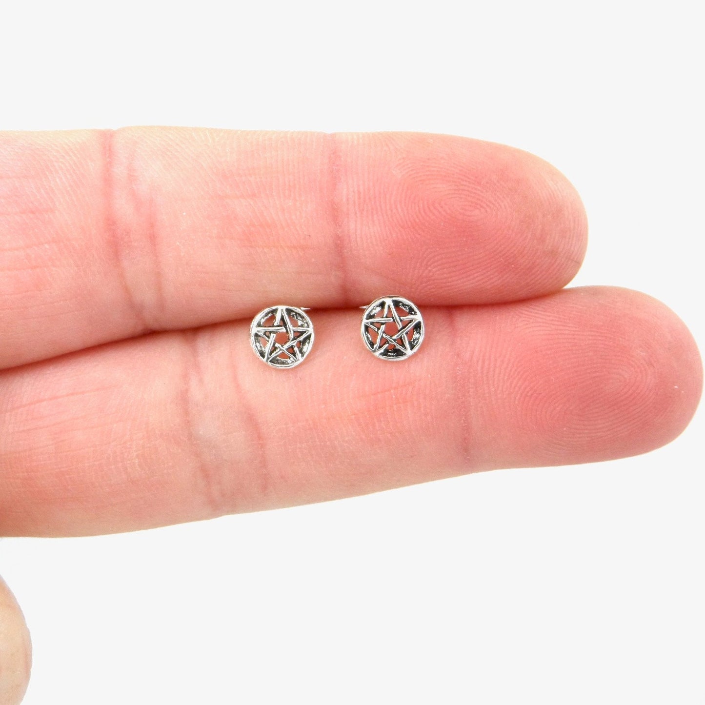 Pentagram Sterling Silver Stud Earrings